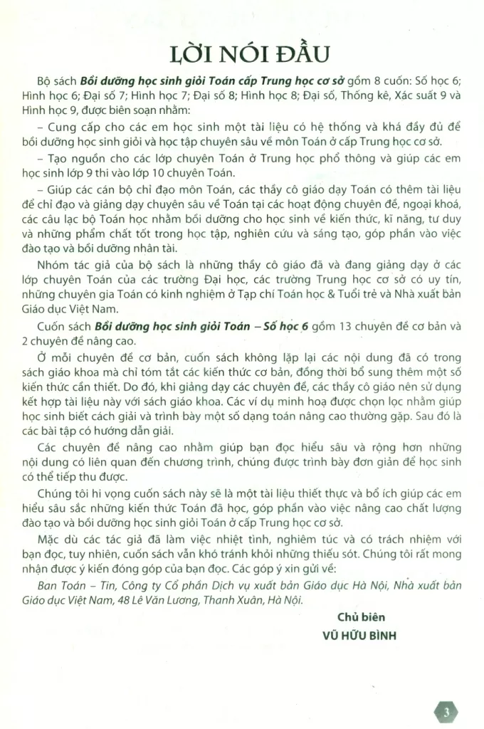 BỒI DƯỠNG HỌC SINH GIỎI TOÁN LỚP 6 - SỐ HỌC (Dùng cho các bộ SGK mới)